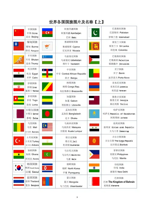 世界各国国旗图片以及国家与首都的中英文对照