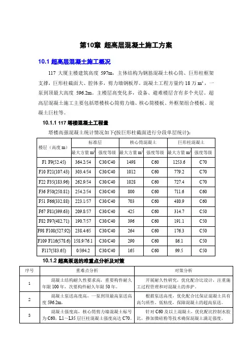 超高层混凝土施工方案