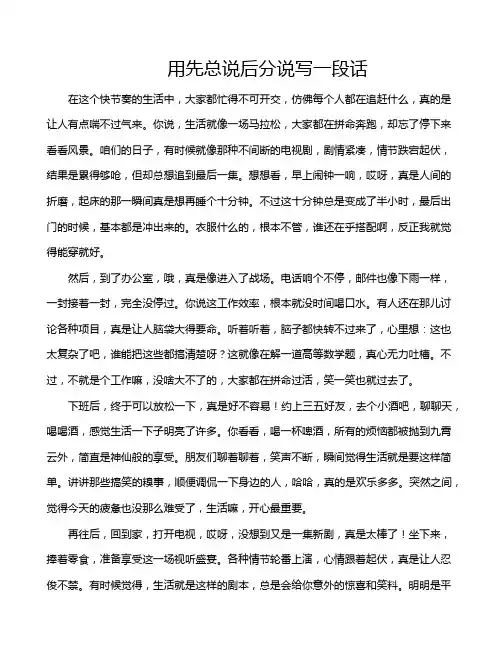 用先总说后分说写一段话