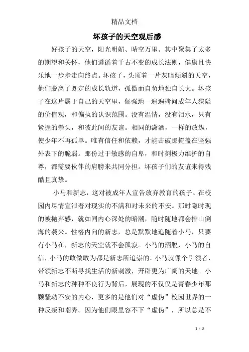 坏孩子的天空观后感