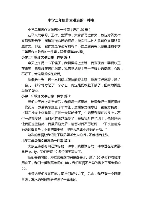 小学二年级作文难忘的一件事