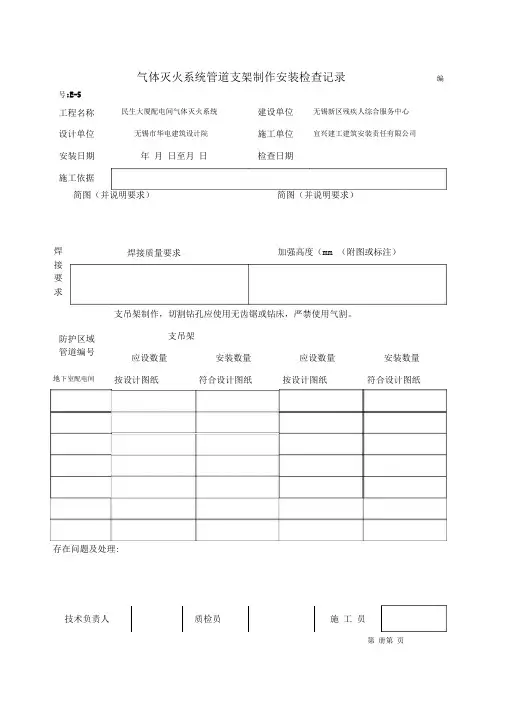 气体灭火系统消防表格