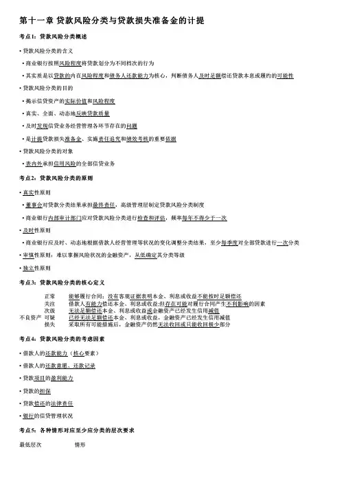 011.贷款风险分类与贷款损失准备金的计提、不良贷款管理