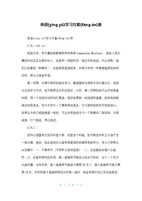 英语学习计划表