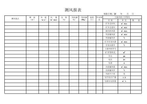 测风原始数据记录及测风报表