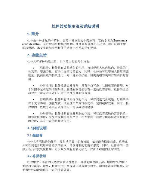 杜仲的功能主治及详细说明