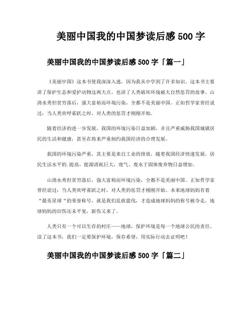 美丽中国我的中国梦读后感500字