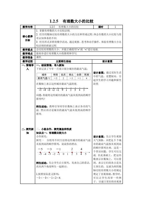最新2024人教版七年级数学上册1.2.4 第2课时  有理数比较大小--教案