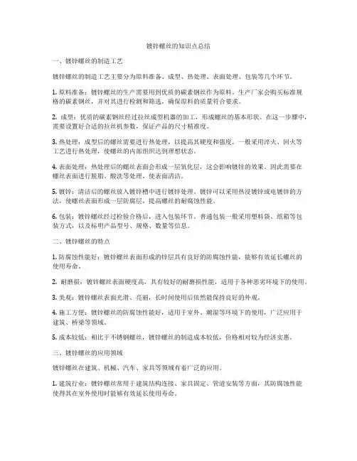 镀锌螺丝的知识点总结