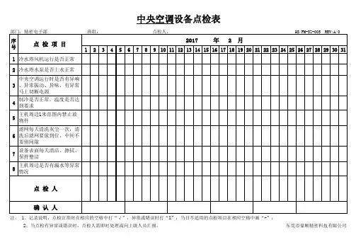 中央空调点检表