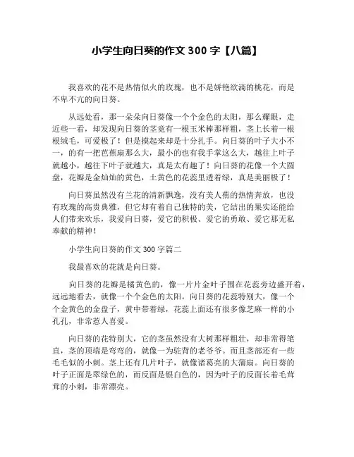 小学生向日葵的作文300字【八篇】