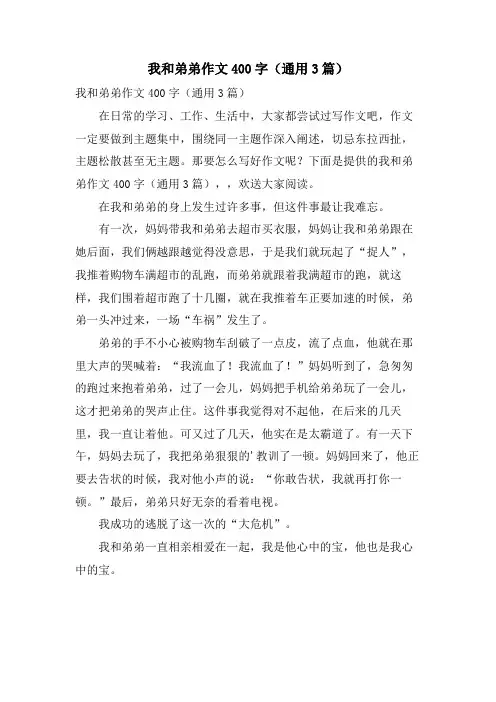 我和弟弟作文400字(通用3篇)