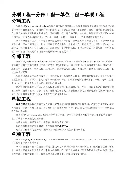 分部、分项、子单位、检验批