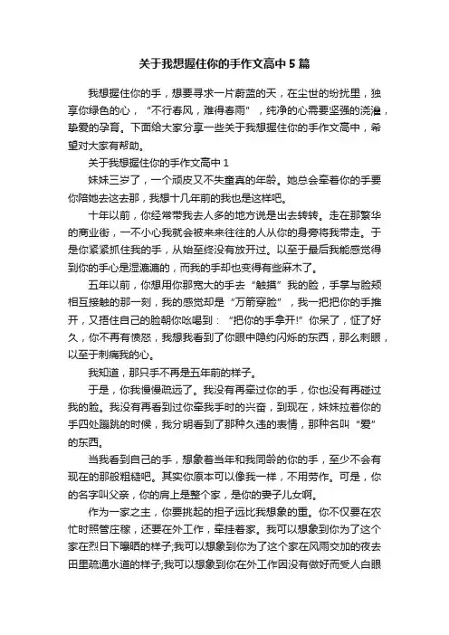 关于我想握住你的手作文高中5篇