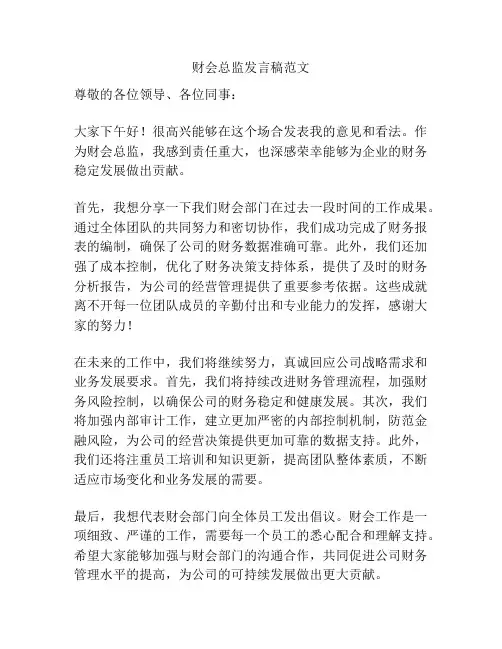 财会总监发言稿范文