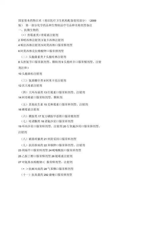 国家基本药物目录