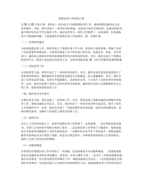 线缆治理工作情况汇报