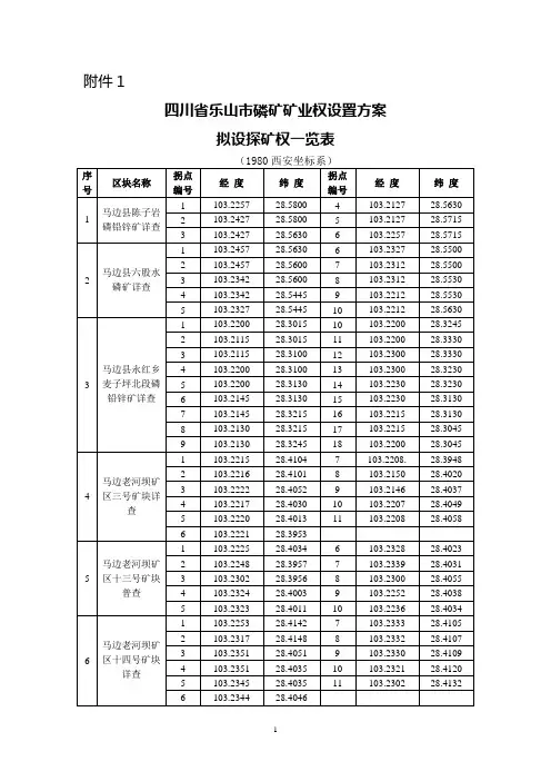 四川乐山磷矿矿业权设置方案