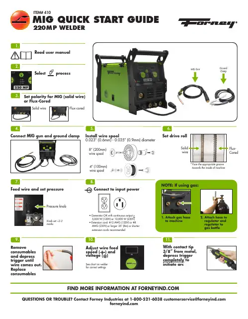 Forney Industries 220V MP MIG WELDER 410用户指南说明书