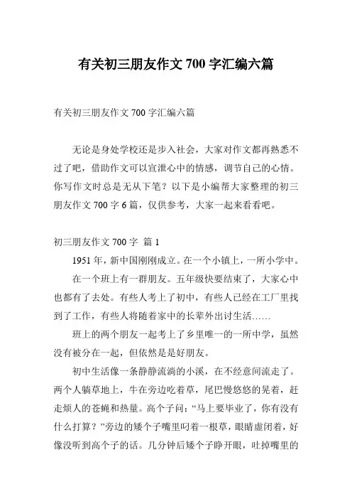 有关初三朋友作文700字汇编六篇