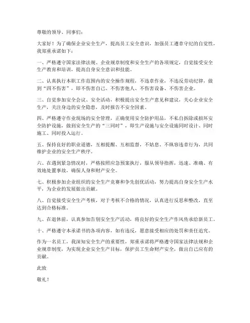 遵章守纪保安全承诺书