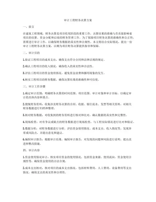 审计工程财务决算方案