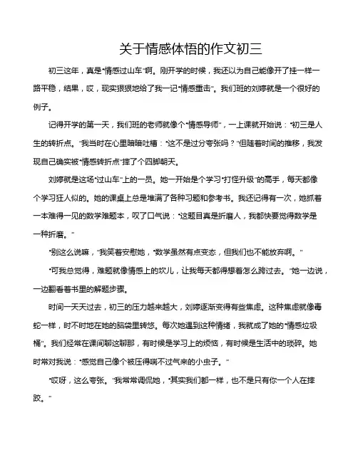 关于情感体悟的作文初三