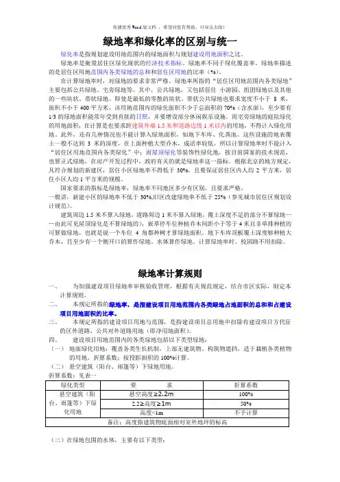 绿地率和绿化率(含计算规则)(参考模板)