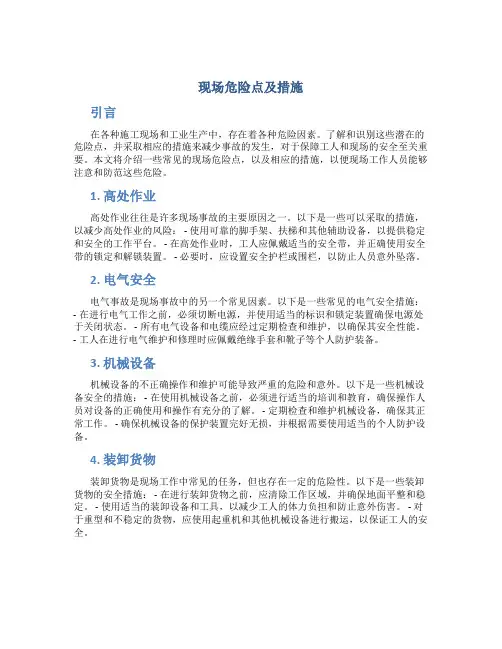 现场危险点及措施