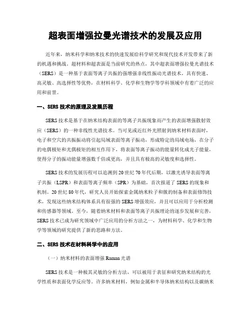 超表面增强拉曼光谱技术的发展及应用