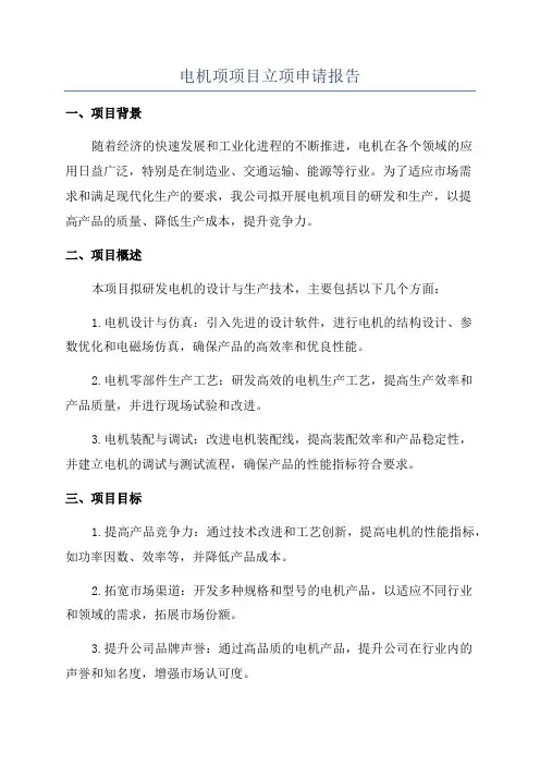 电机项项目立项申请报告
