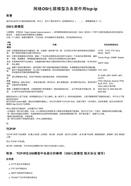 网络OSI七层模型及各层作用tcp-ip