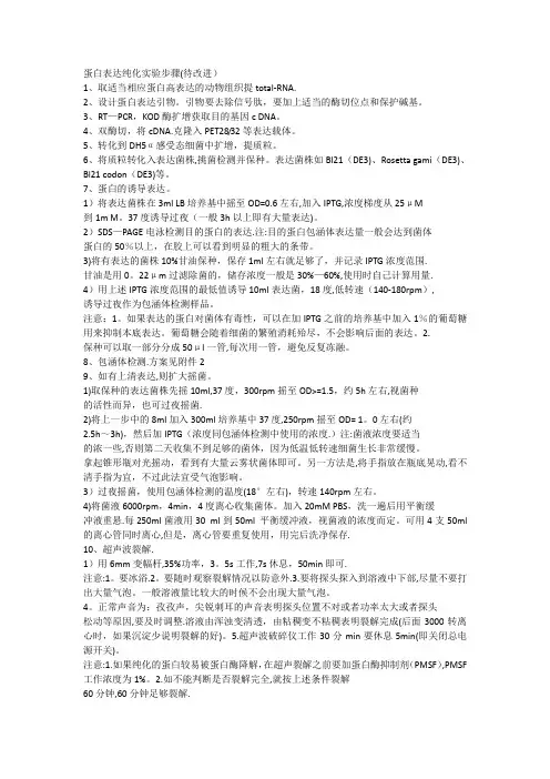 蛋白表达纯化实验步骤