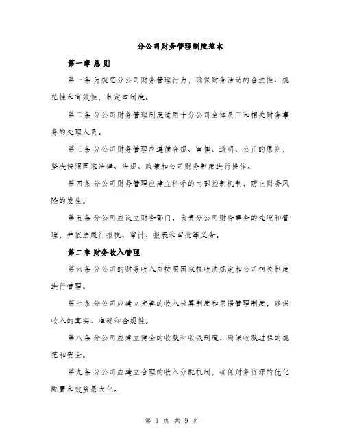 分公司财务管理制度范本