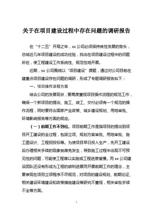 关于项目建设中存在问题的调研报告.doc1