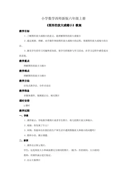小学数学西师新版六年级上册《图形的放大或缩小》教案