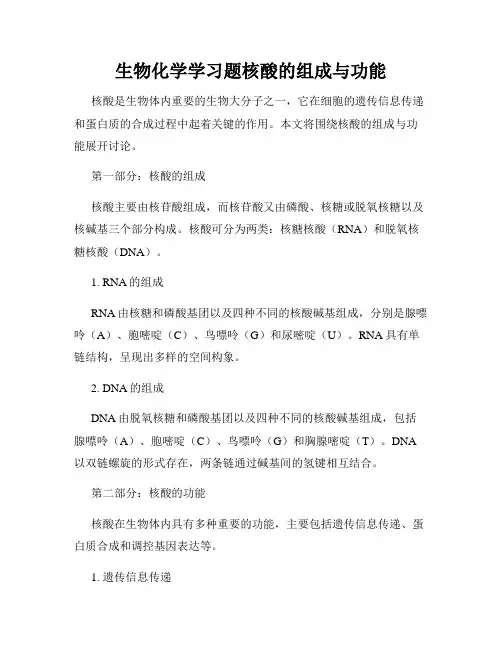 生物化学学习题核酸的组成与功能
