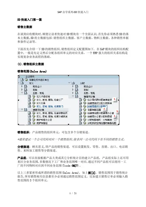 SAP自学系列-SD快速入门