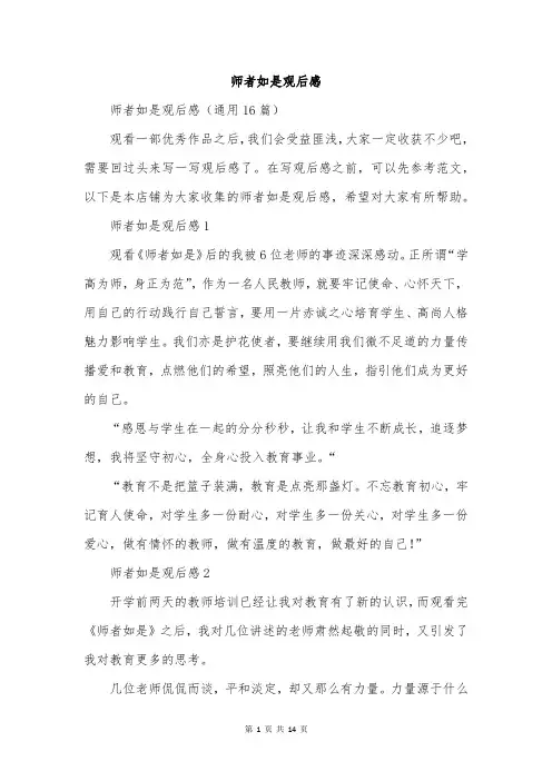 师者如是观后感