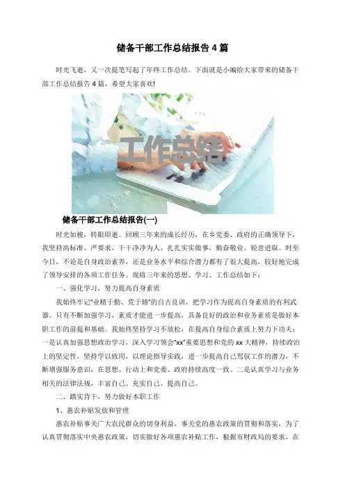 储备干部工作总结报告4篇