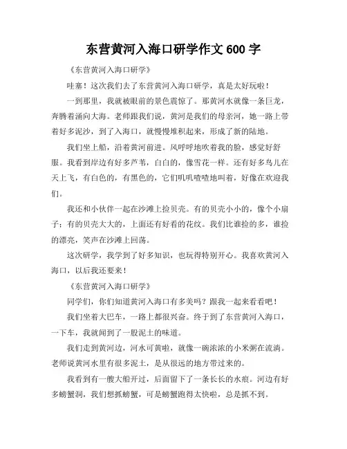 东营黄河入海口研学作文600字