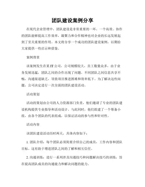 团队建设案例分享