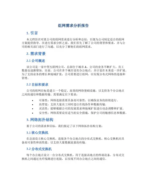 组网需求分析报告