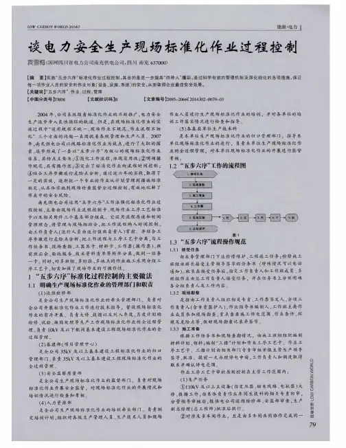 谈电力安全生产现场标准化作业过程控制