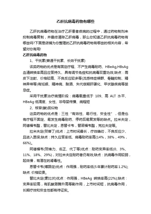 乙肝抗病毒药物有哪些