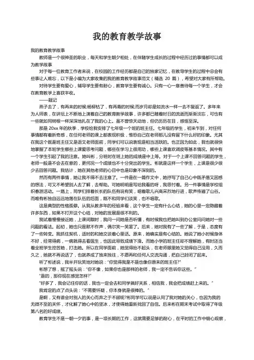 我的教育教学故事范文（精选20篇）