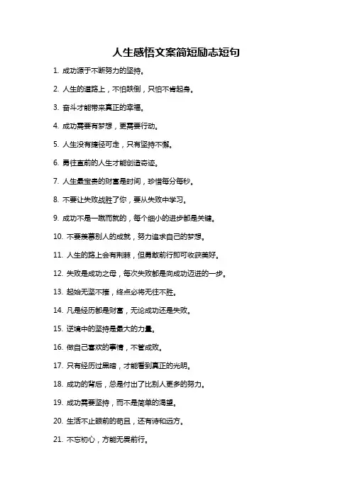 人生感悟文案简短励志短句