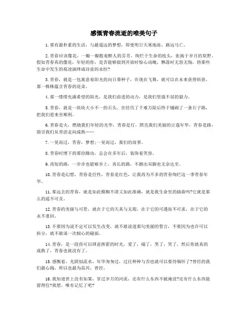 感慨青春流逝的唯美句子