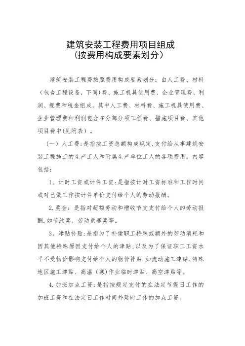 建筑安装工程费用项目组成