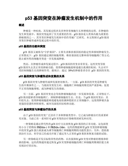 p53基因突变在肿瘤发生机制中的作用
